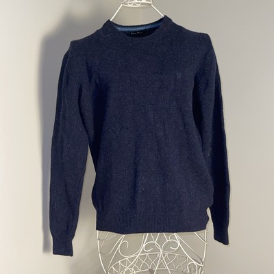 James Pringle Mens Large Jumper Wool Sweater Long Sleeve Preppy Navy Blue 