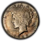 1923-S $1 Silver Peace Dollar - Subtle Rainbow Toning - BU Coin - SKU-D7590