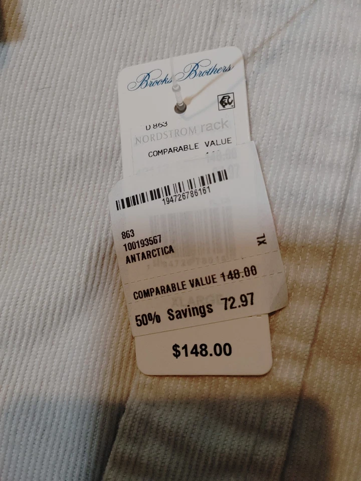 Camisa Brooks Brothers masculina XL off white veludo com botão manga longa GG nova. - Imagem 4 de 4