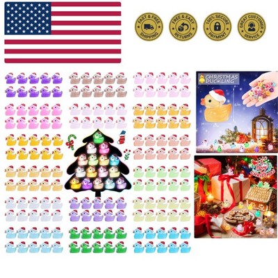 Christmas Mini Resin Ducks 160 Pack Luminous Tiny Duck Glow in The Dark for G...