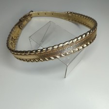 90s Justin Gold Top Grain Cowhide Statement Belt 30 Silver Whipstitch Edge USA