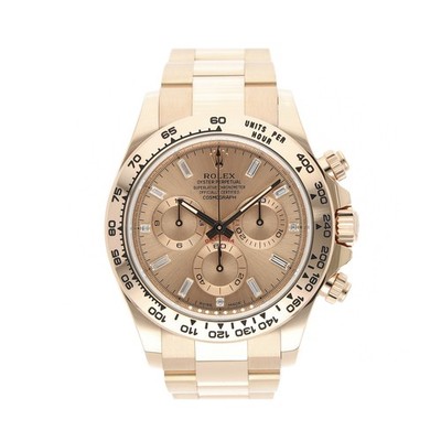 ROLEX DAYTONA 40 REF. 116505 SUNDUST DIAL BAGUETTE DIAMONDS 18K ROSEGOLD 2019...