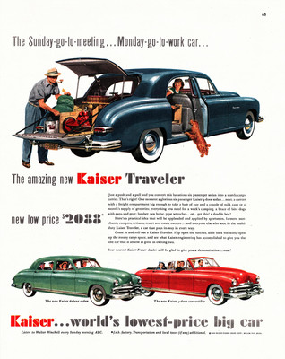 1949 Kaiser Traveler Werbung Oldtimer große Limousine Auto Poster -...