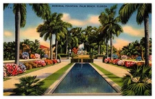 Postcard FOUNTAIN SCENE Palm Beach Florida FL d/20 AP2664