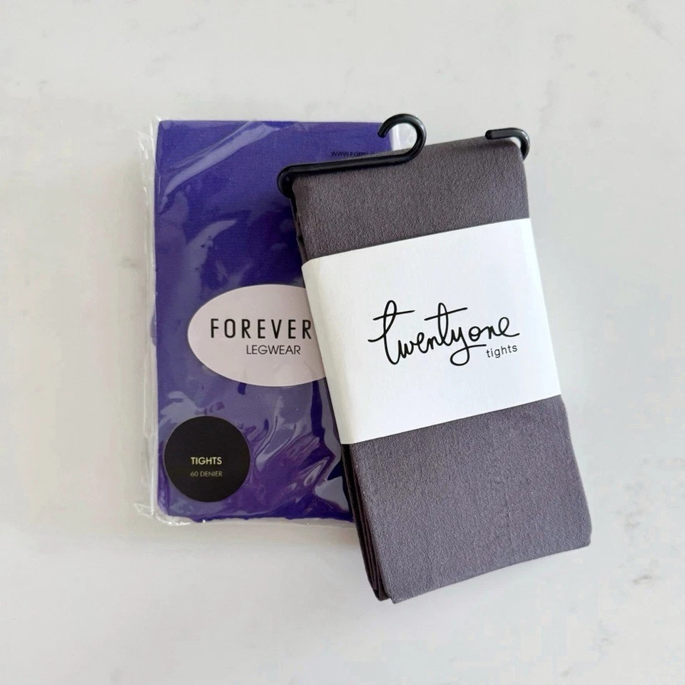 PAQUETE (2) Medias Forever 21, Púrpura y Gris Oscuro Foto 2 de 4