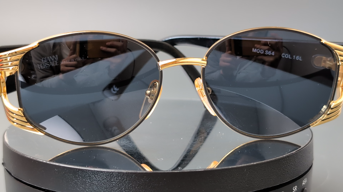 90's GIANNI VERSACE Mod. S64 Col.16L Sunglasses Gold Frame Medusa
