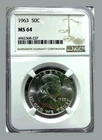 1963  FRANKLIN SILVER HALF DOLLAR 50c  COIN /  GRADED NGC MS 64  NBL