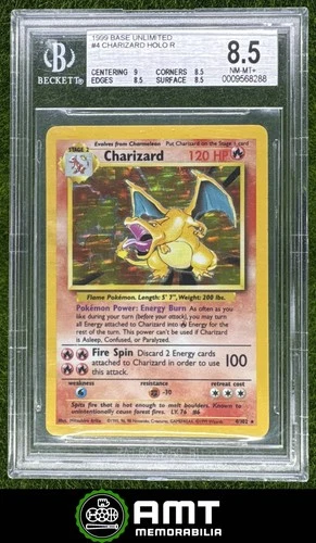 Charizard Holo BGS 8.5 1999 Pokemon Base Unlimited #4/102 8288