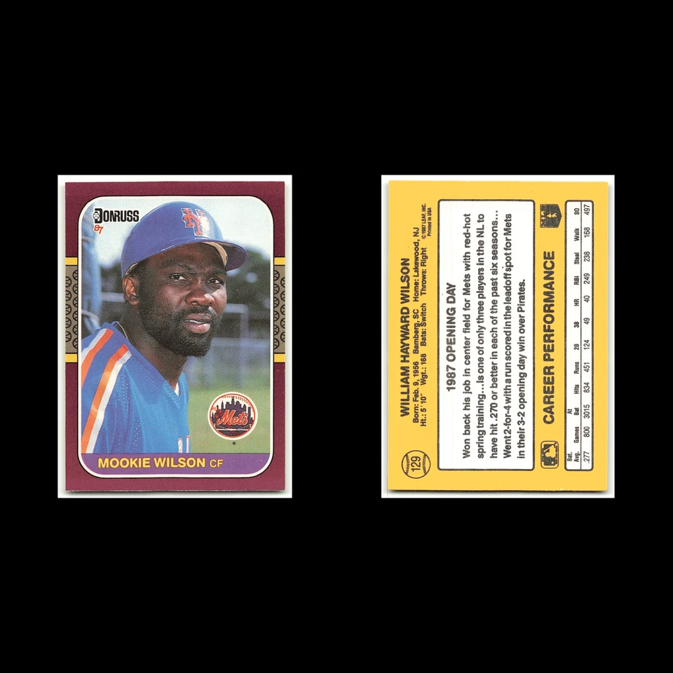 Mookie Wilson #129 1987 Donruss Opening Day New York Mets Baseball Card MLB NM - Image 3 of 3