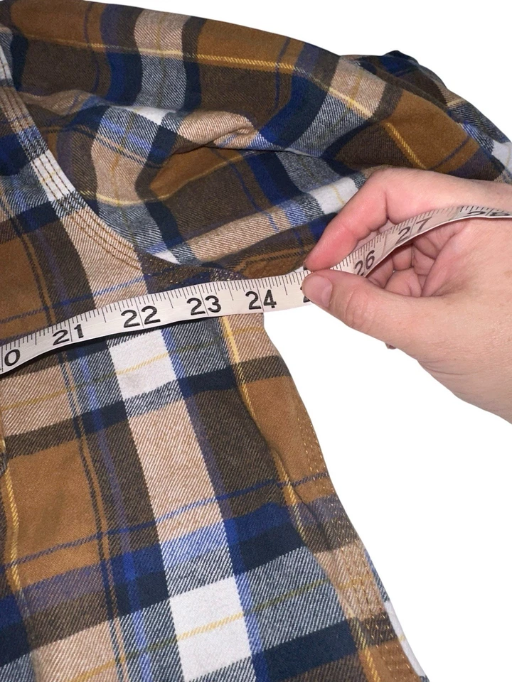 CE Schmidt Workwear Mens Heavyweight Flannel Button Up Shirt Sz L Blue Plaid - Image 4 of 4