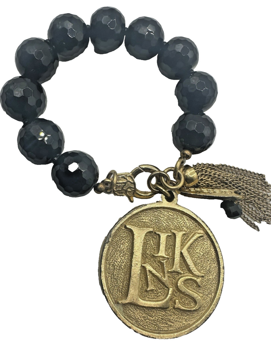 The LINKS Cerese D Designer Signed Black  Glass Bracelet