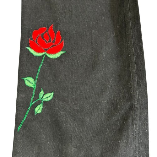 Giacca e pantaloni denim vintage anni 70 DOTTI DIDIT ricamati rosa nero perla snap glam - Foto 13 di 24