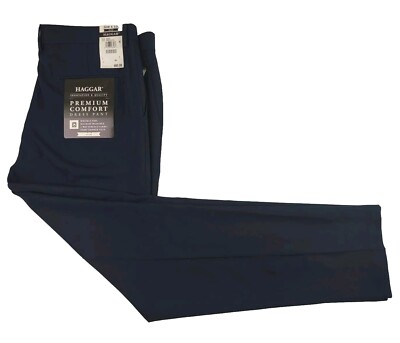 Haggar NWT Premium Flex Dress Pants Men Size 36X32 Flat Front Straight Leg  Blue | eBay