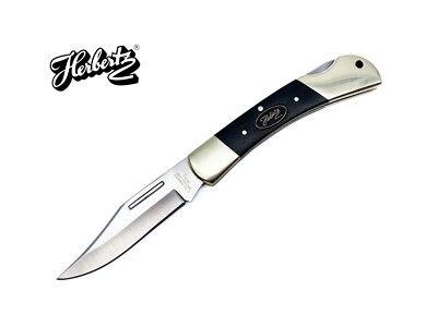 440 Pocket Knife Back Lock Dark Sandalwood Handle White Brass Heavy Very Sharp