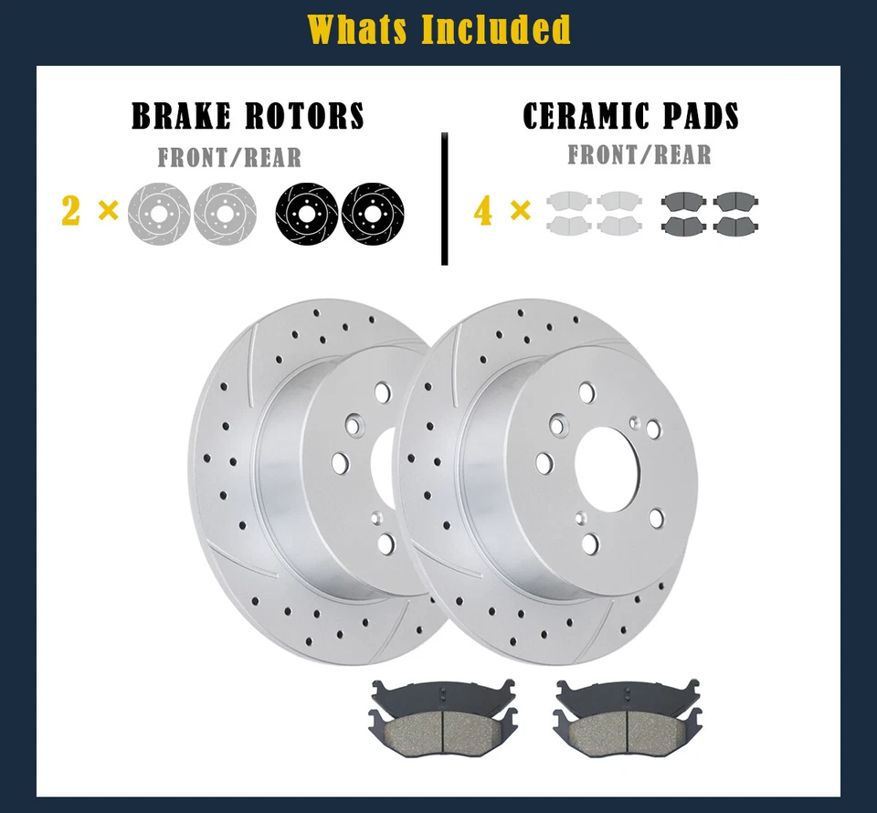 284mm Rear Brake Rotors Pads fit for Hyundai Sonata Kia Optima 2011-2015 Drilled - Image 4 of 4