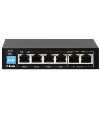NEW D-Link 6-Port Gigabit PoE Switch with 4 Long Reach PoE Ports 2 Uplink Ports