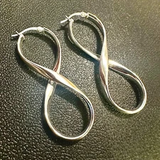 Twist Infinity Hoop Earrings for Women 925 Sterling Silver Jewelry Free Shipping