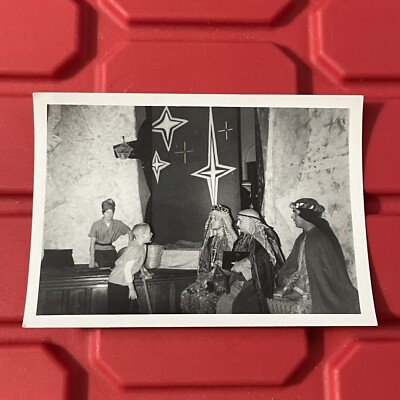 Three Wise Men Dressed Up Nativity C Photograph 4.5 x 3.25 Vintage December 1957