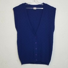 Garan By Marita Size 38 Blue Button Down Knitted Men's Sweater Vest VTG USA Made
