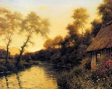 Ｏｉｌ　ｐａｉｎｔｉｎｇ a french river landscape at sunset free shipping for all buyers @@@