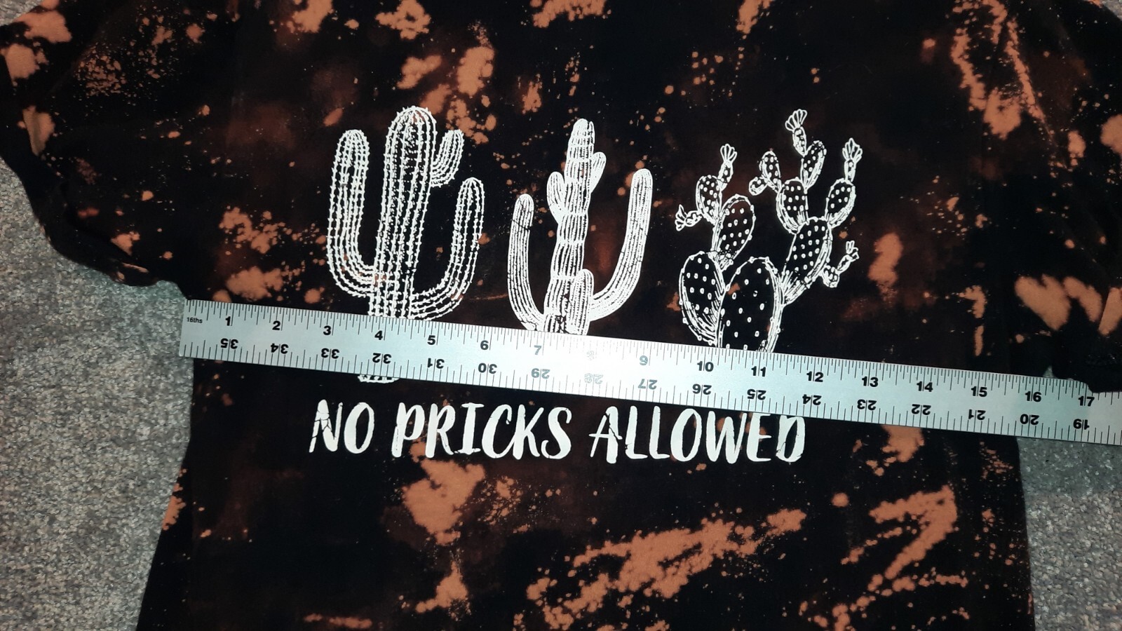 Dirtee Laundry Women's Crop Shirt Black Bleach Dye "NoPricks Allowed" S Preowned