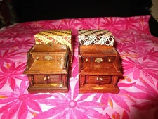  MINIATURES WOOD END TABLE NIGHT STAND - DOLL HOUSE  NEW In BOX Set of 2