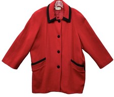 Vintage Mdp Mario De Pinto Wool Coat Womens Red/black Jacket Usa Pockets