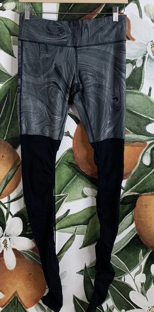 alo-yoga yoga marble print swirl gray leggings