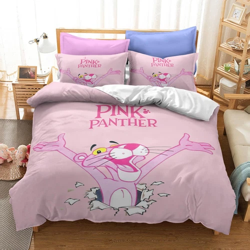 Pink Panther Cartoon Bedding Set Duvet Cover Quilt for Single Double King Size