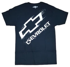 GM Chevrolet Chevy Logo Mud Slinger Slant Black Graphic Tee Shirt New
