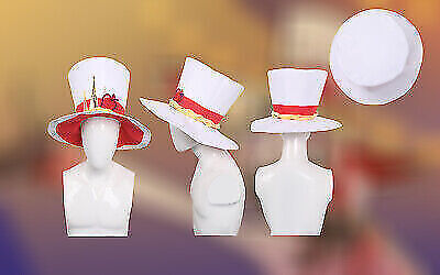 Anime Hazbin Hotel Lucifer Cos Cap Adult White Top Hat Party Costume  Accessories
