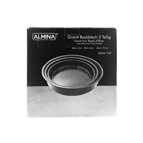 Backbelch in Schwarz Backofenblech 3er Set Ø28/Ø32/Ø36 cm aus Granit - Bild 5 von 5