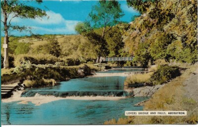 SCHÖNE ALTE POSTKARTE - LOVERS BRIDGE & FALLS - ABERAYRON - CARDIGANSHIRE 1966 