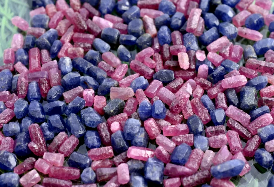 200 Carat Lot Natural Rough Ruby & Blue Sapphire Gemstones - Top Grade Raw Mozambique