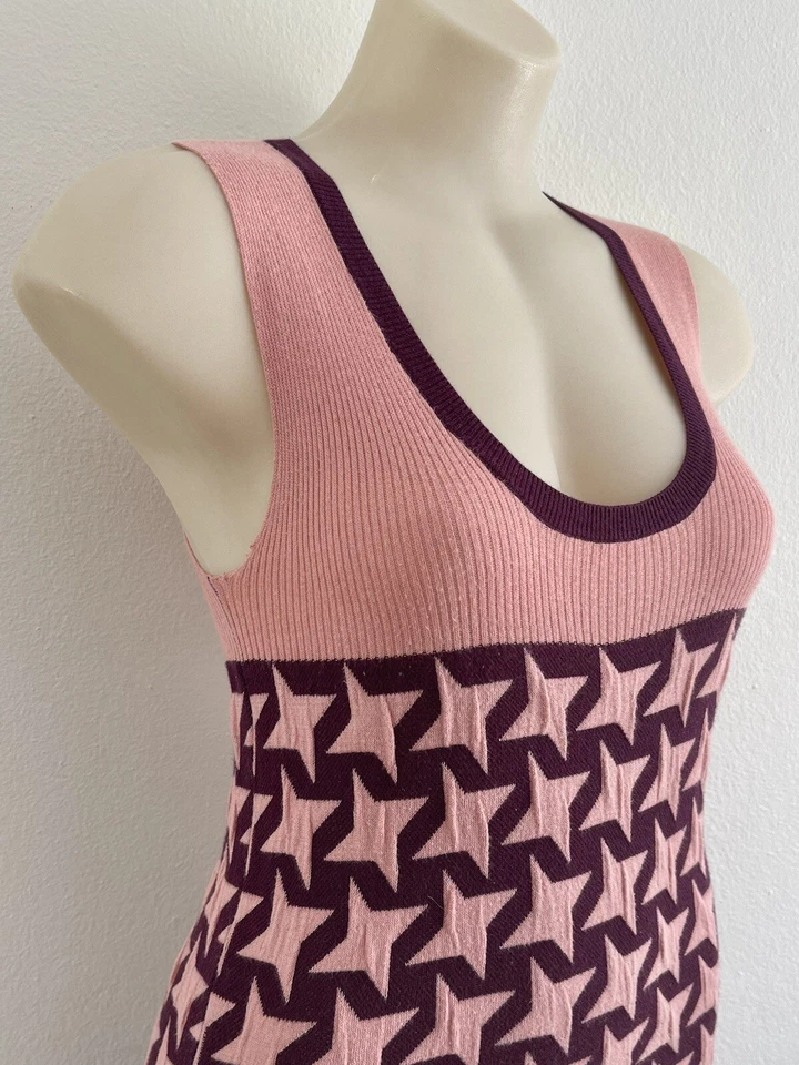 Vestido MARNI IT38-US4-S Rosa Tejido Crochet Geométrico Retro Algodón Italia Raro Foto 2 de 4