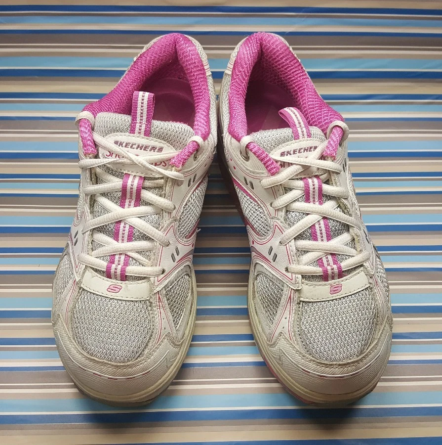 Skechers Shape Ups 女式粉色白色色调步行运动鞋 8.5 — 第 3/4 张图片