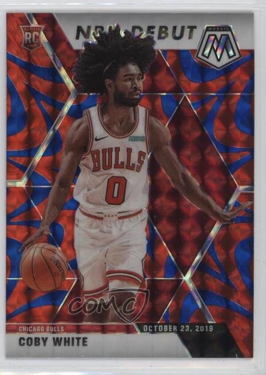 2019-20 Panini Mosaic NBA Debut Reactive Blue Prizm Coby White #264 1f0y