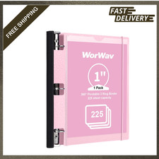 1-inch 3 Ring Binder with Foldable Design, Holds 225 Sheets, Customizable Cover