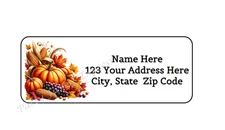 30 AUTUMN PUMPKINS CORN PERSONALIZED RETURN ADDRESS LABELS 1 in X 2.625 in