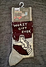 Worst Gift Ever Men's Crew Sock BlueQ One Size 7-12 Crew NEW