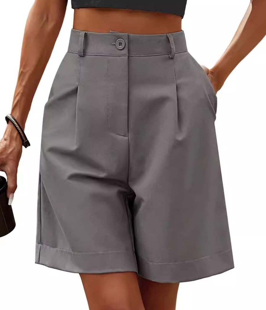 Pantalon court décontracté d'été pour femme bermuda cargo léger noir