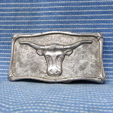 Cowboy Western Steer Head Dress Belt Buckle 4H FFA Farmer Rancher Vtg 80s.CPA953