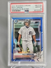Bowman Chrome 2021 Riley Greene #BCP-188 Blue Refractor /150 PSA 10