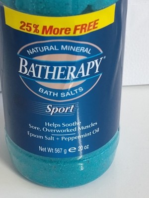 BATHERAPY Natural Mineral Bath Salts SPORT Epson Salt+Peppermint Oil 20 Oz HTF