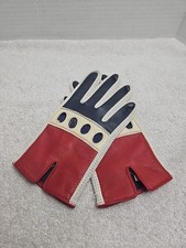 Vintage Van Raalte Womens Small Red White And Blue Vinyl Driving Gloves