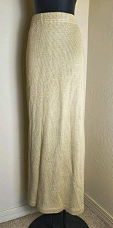 St. John Evening by Marie Gray Beige/Gold Metallic Knit Long Pencil Skirt Sz. 16