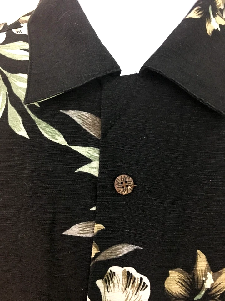 Men's Aloha Hawaiian Shirt Short Sleeve Button Down L Casual Beach Party Black - Image 4 of 4