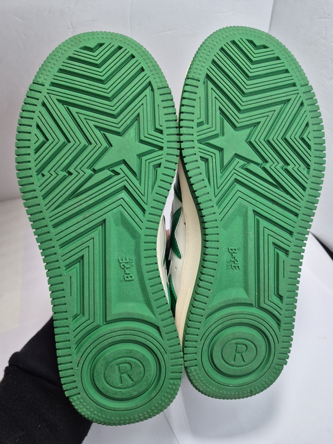 Bathing Ape Bape StaPatent Leather Green White US Mens Sz 6 Bapesta Green  - thumbnail 13