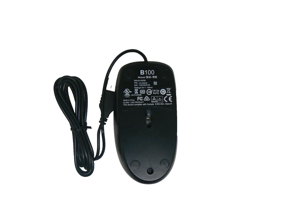 Logitech B100 Optical USB Wired Mouse – Black – Ambidextrous – Plug & Play PC - Image 3 of 4