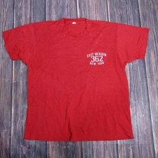 Vintage East Meadow 362 Shirt Mens Large Red Single Stitch Screen Stars 80s